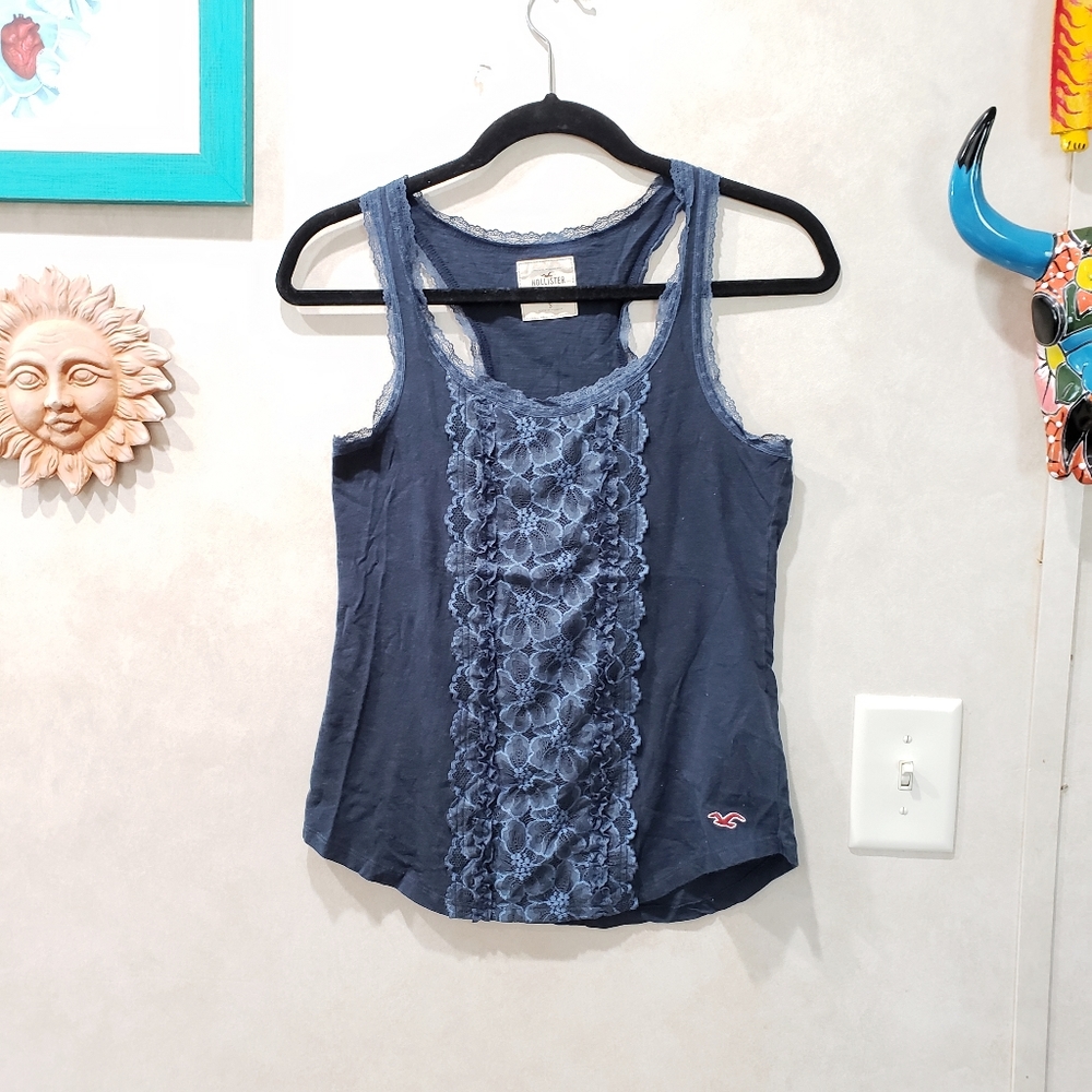 Hollister Lace Tank Top Navy Size S